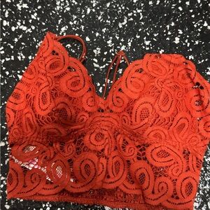 PINK Victoria's Secret Fiery Red Lace Bralette